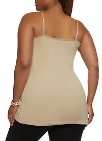 Womens Plus Solid Scoop Neck Cami,