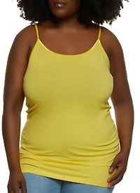 Womens Plus Size Solid Scoop Neck Cami, Yellow, Size 2X