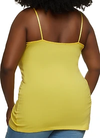 Womens Plus Size Solid Scoop Neck Cami, Yellow, Size 2X