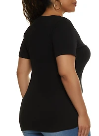 Womens Plus Basic V Neck Tee,