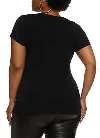Womens Plus Basic Short Sleeve Crew Neck Tee,