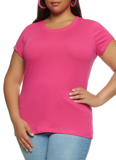 Plus Basic Short Sleeve Crew Neck Tee