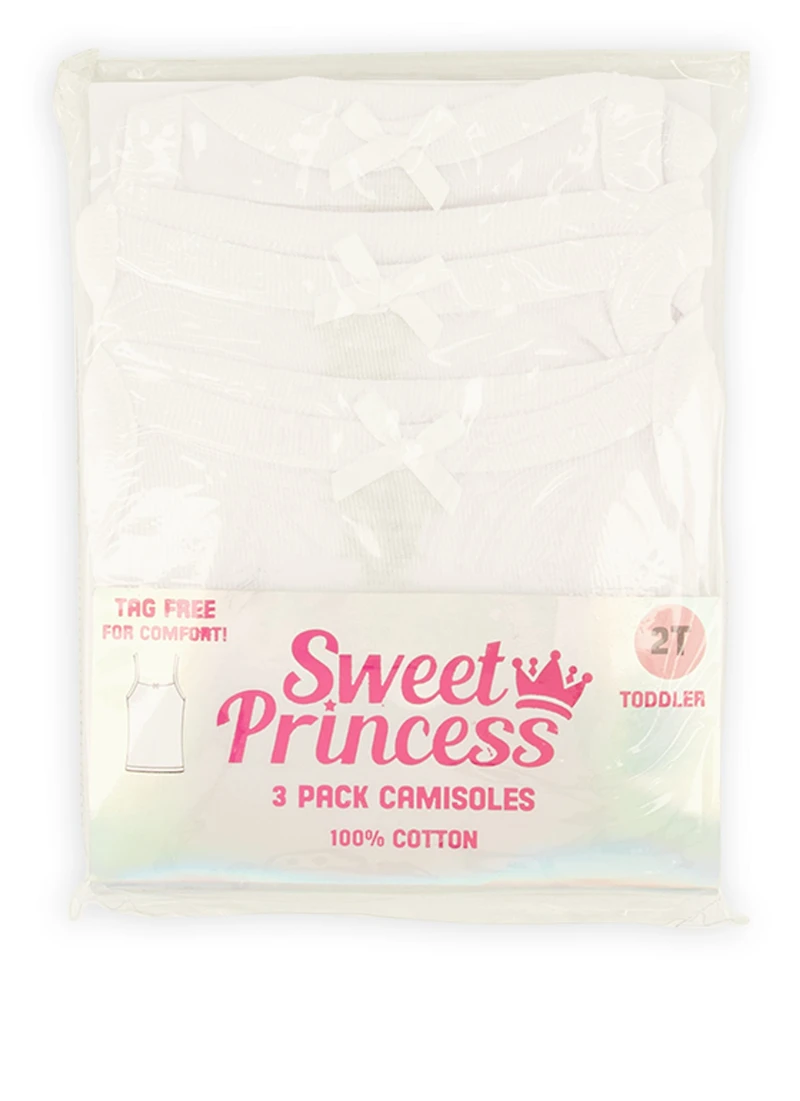 Toddler Girls Camis 3 Pack, White, Size 2T