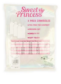 Toddler Girls Camis 3 Pack, White, Size 4T