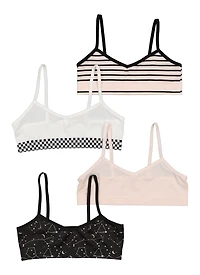 Girls 4 Pack Mixed Print Assorted Cami Bras