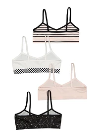 Womens Girls 4 Pack Mixed Print Assorted Cami Bras, Multi, Size M