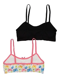 Womens Girls Set of 2 Butterfly Print Cami Bras, Multi, Size L