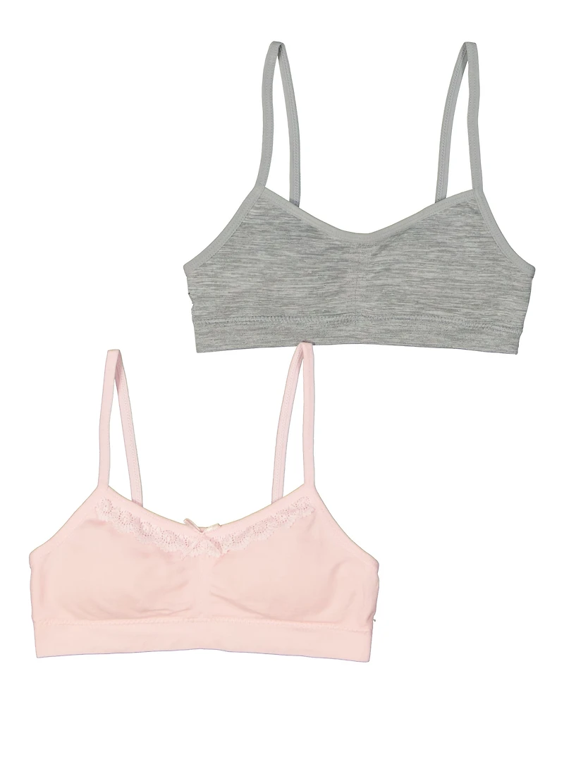 Womens Girls 2 Pack Marled Seamless Cami Bras, Multi, Size L