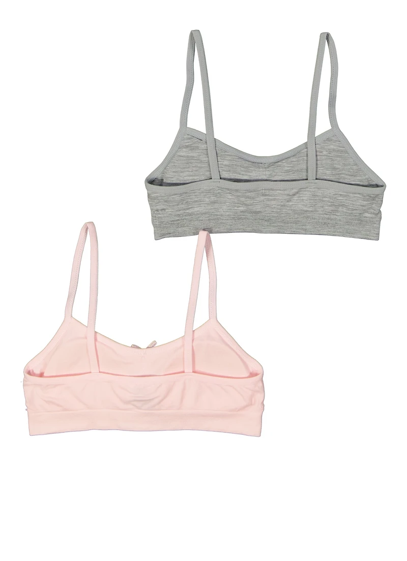 Womens Girls 2 Pack Marled Seamless Cami Bras, Multi, Size L