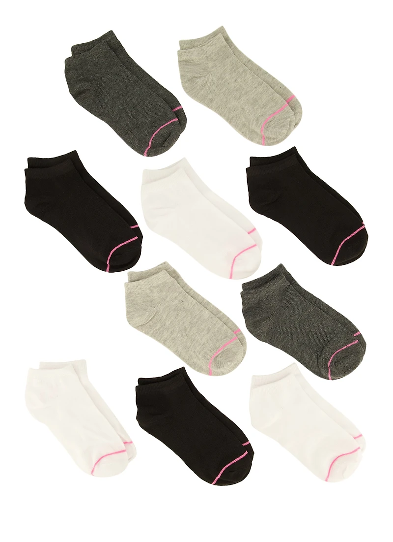 Girls 10 Pack Assorted Basic Ankle Socks