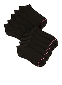 Girls 10 Pack Contrast Trim Assorted Ankle Socks