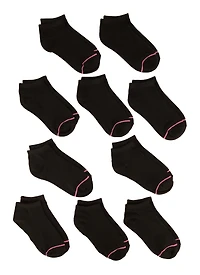 Girls 10 Pack Contrast Trim Assorted Ankle Socks,