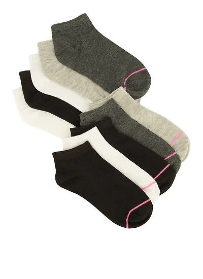 Girls 10 Pack Contrast Trim Assorted Ankle Socks, Multi
