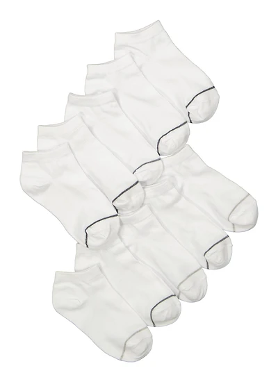 Boys Solid Low Cut Socks 10 Pack, White