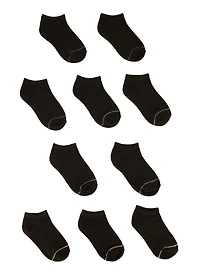 Boys Contrast Trim Low Cut Ankle Socks 10 Pack