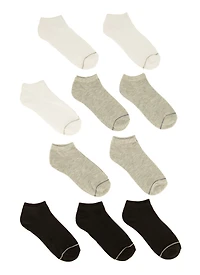 Boys Contrast Trim Low Cut Ankle Socks 10 Pack