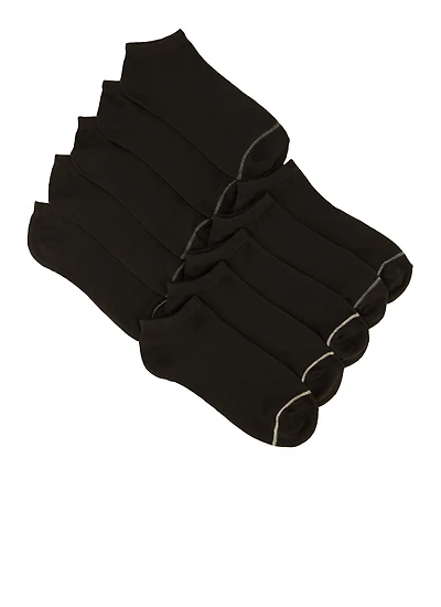 Boys Contrast Trim Ankle Socks 10 Pack, Black