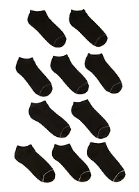 Boys Contrast Trim Ankle Socks 10 Pack, Black