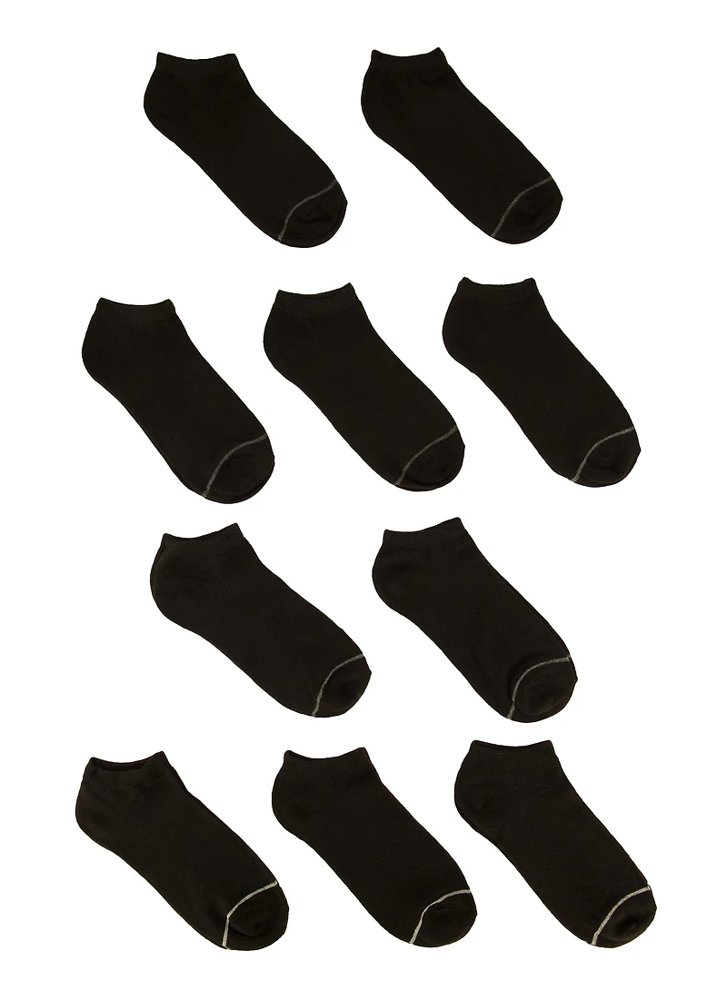 Boys Contrast Trim Ankle Socks 10 Pack
