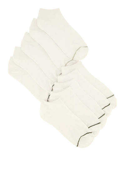 Boys Contrast Trim Ankle Socks 10 Pack, White