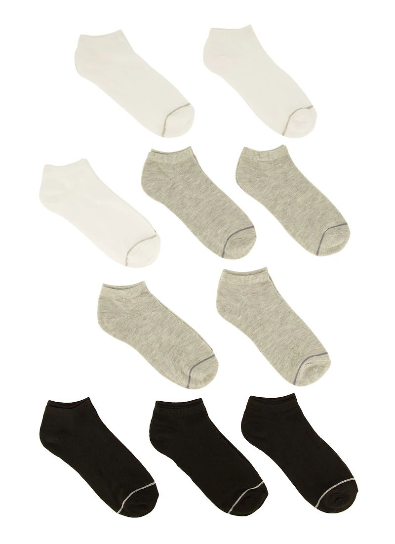 Boys Contrast Trim Ankle Socks 10 Pack, Multi