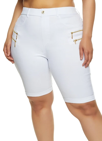 Plus Zipper Detail Bermuda Shorts