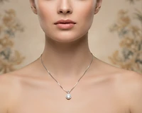 Silver Plated CZ Brilliant Cut Pendant Necklace