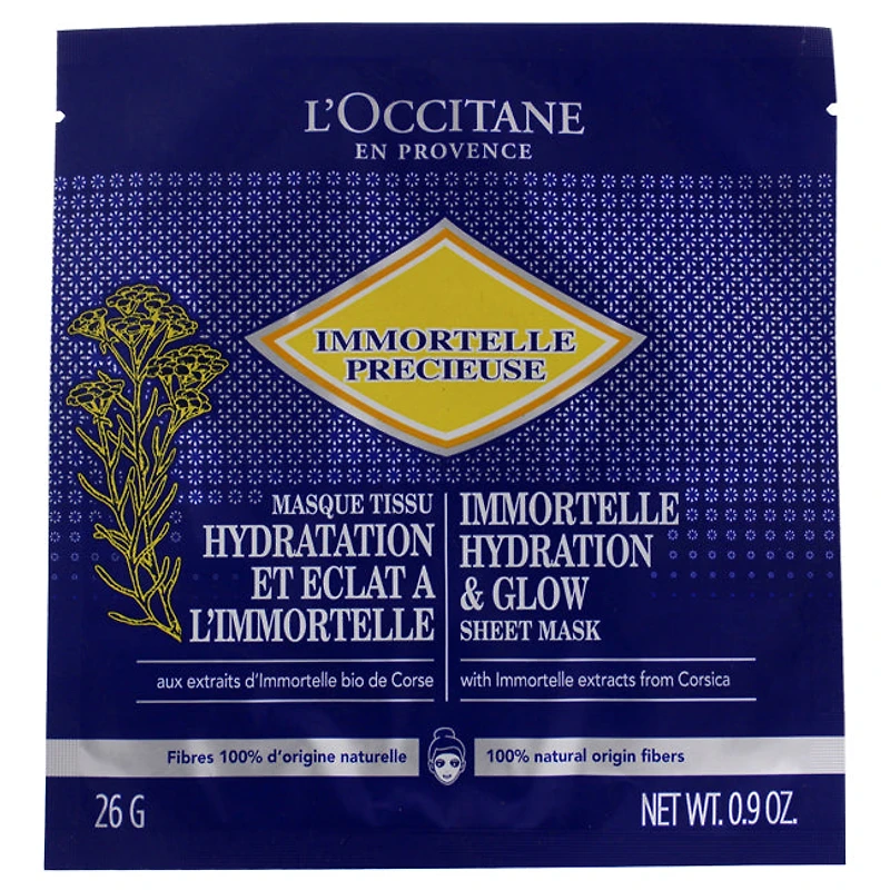 Immortelle Hydrating and Glow Sheet Mask by LOccitane for Unisex - 1 Pc Mask
