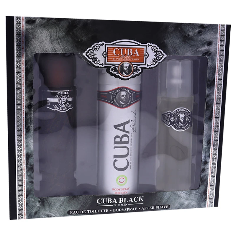 Cuba Black by Cuba for Men - 3 Pc Gift Set