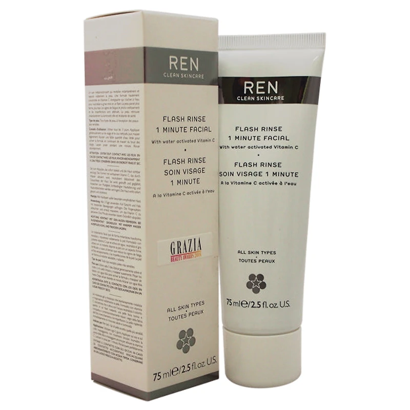 Flash Rinse 1 Minute Facial by REN for Unisex - 2.5 oz Rinse