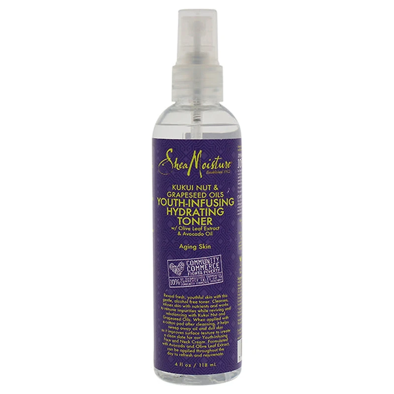 Kukui Nut & Grapeseed Oils Youth-Infusing Hydrating Toner by Shea Moisture for Unisex - 4 oz Toner
