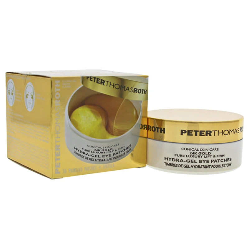 24K Gold Pure Luxury Lift & Firm Hydra-Gel Eye Patches by Peter Thomas Roth for Women - 60 Pc Patches + Spatula Eye Patches