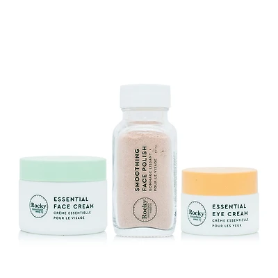 Smoothing Face Polish, Essential Face Cream & Eye Cream Bundle