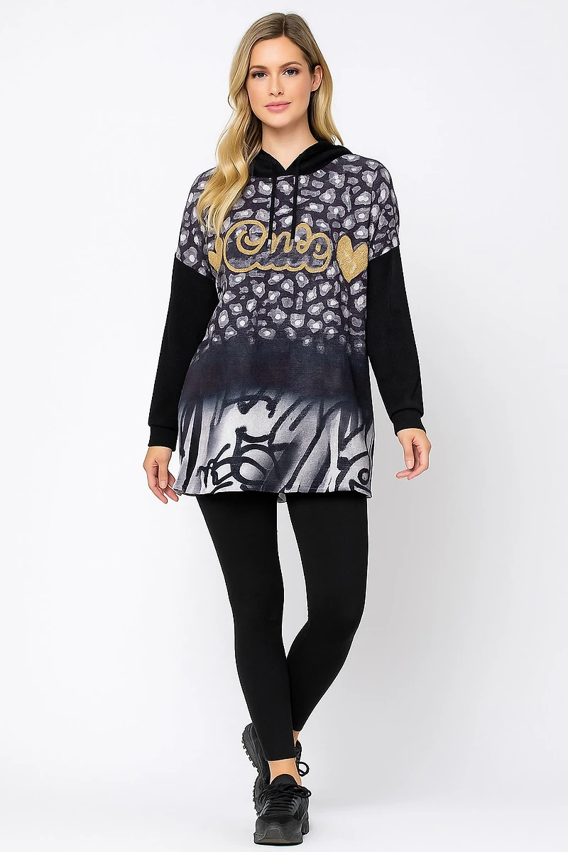 Chandail à capuchon Cute multi/léopard