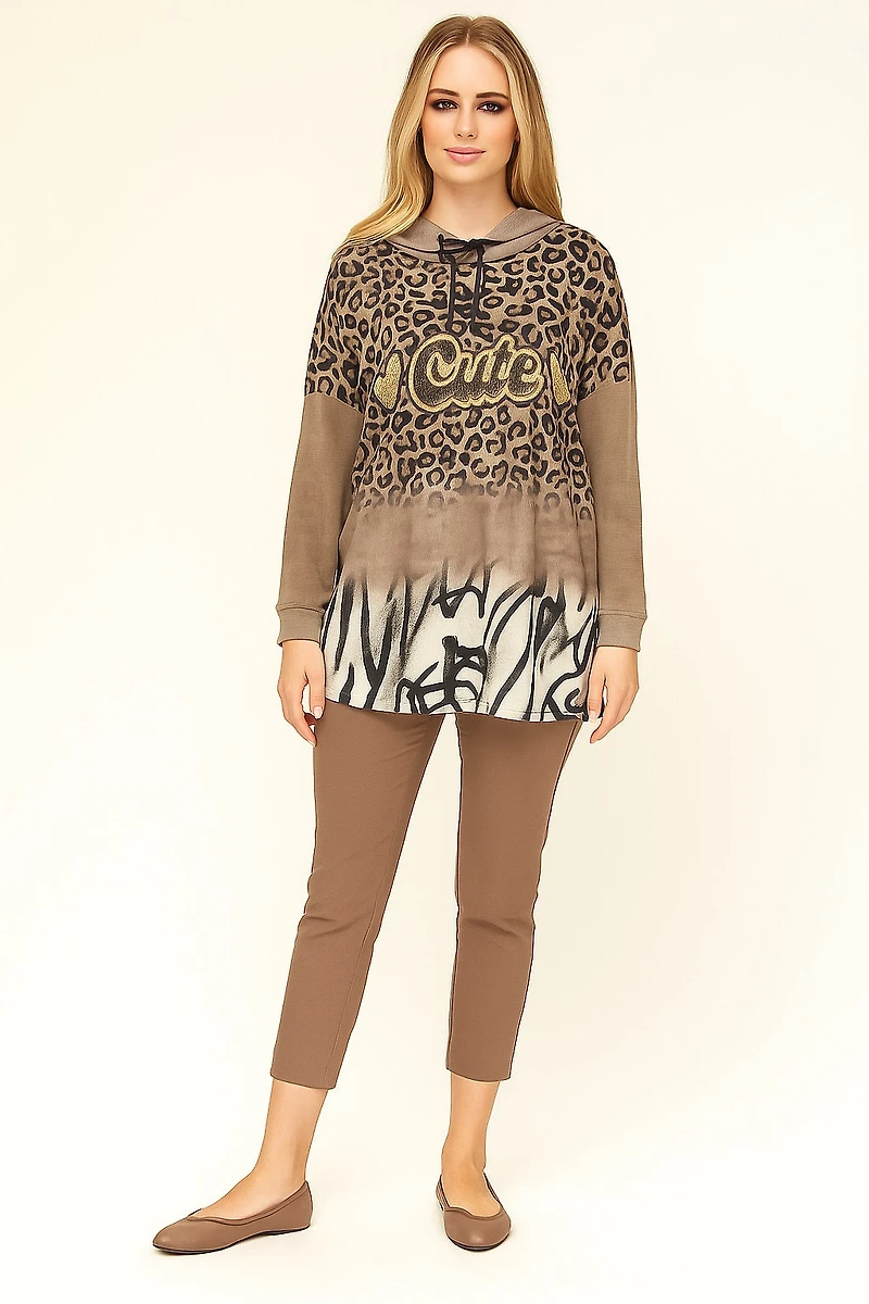 Chandail à capuchon Cute multi/léopard