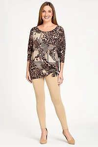 Haut noué en chiffon imprimé, effet deux pièces - Italie