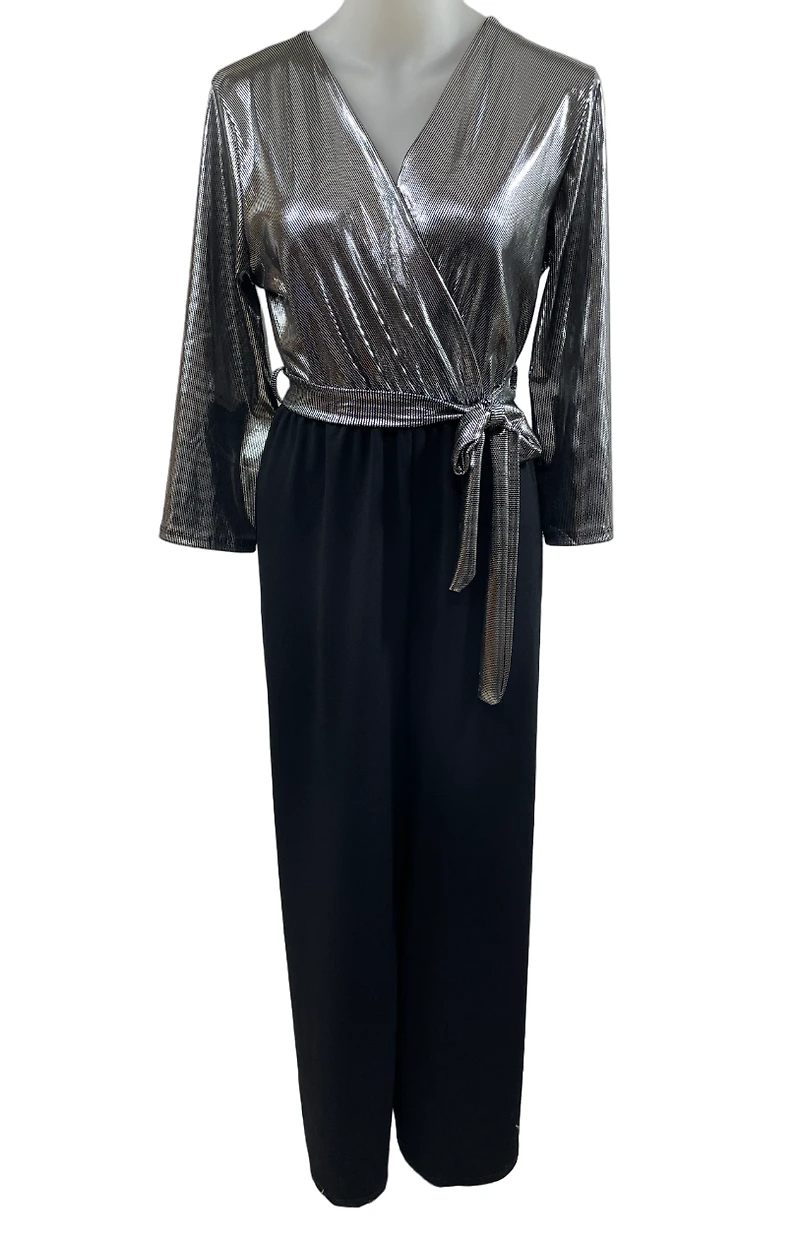 Jumpsuit Top cache-cœur lustré/métallisé with belt