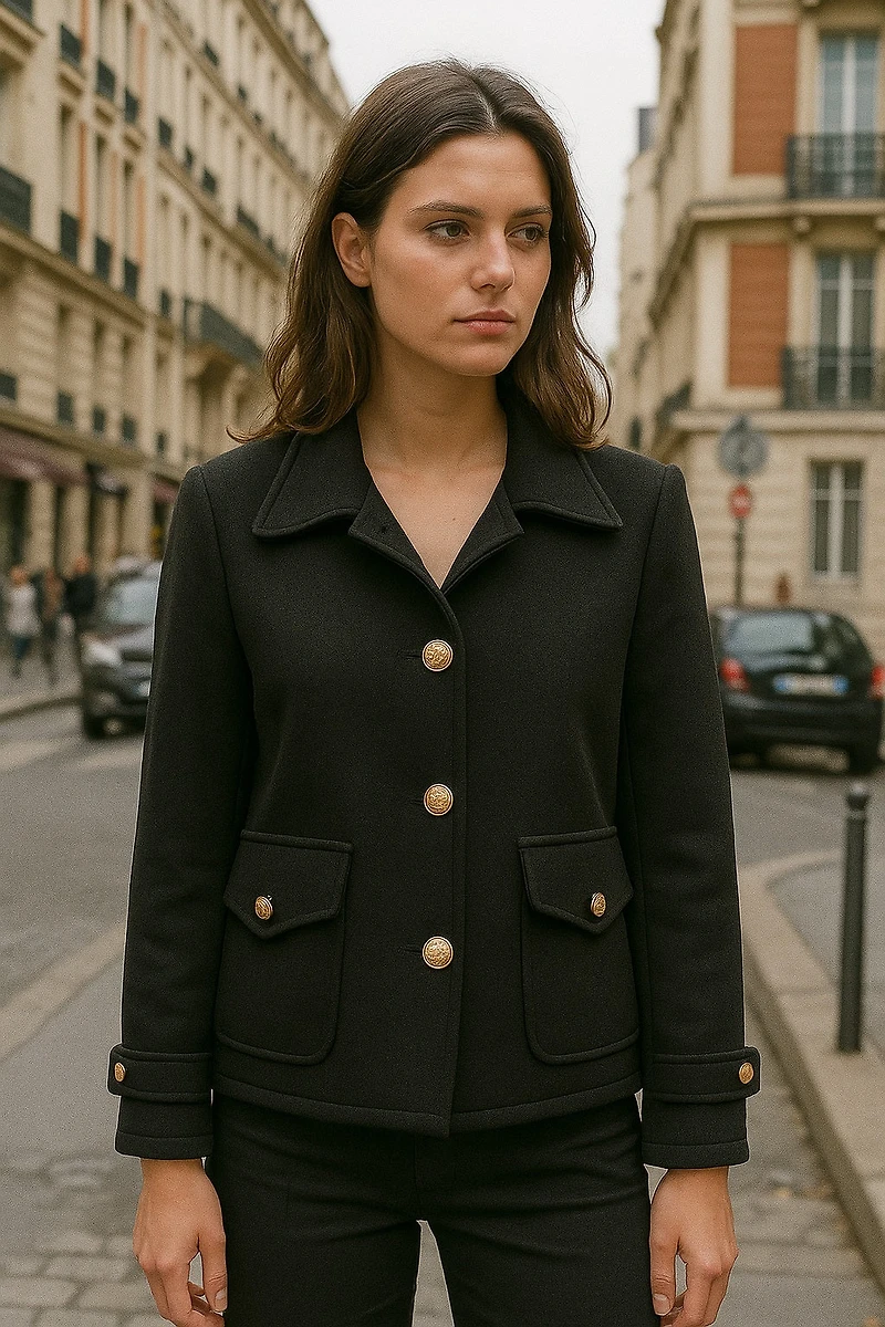 Classic piqué jacket with metallic buttons