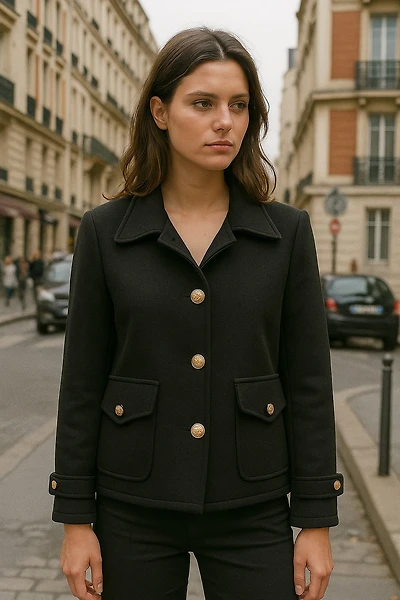 Classic piqué jacket with metallic buttons