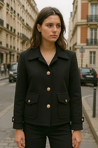 Classic piqué jacket with metallic buttons
