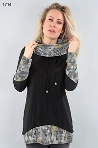 Top with print inserts, 2-piece effect