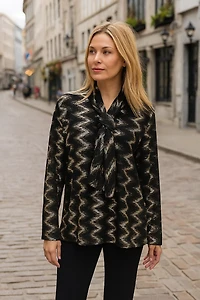 Haut à chevrons en lurex avec foulard