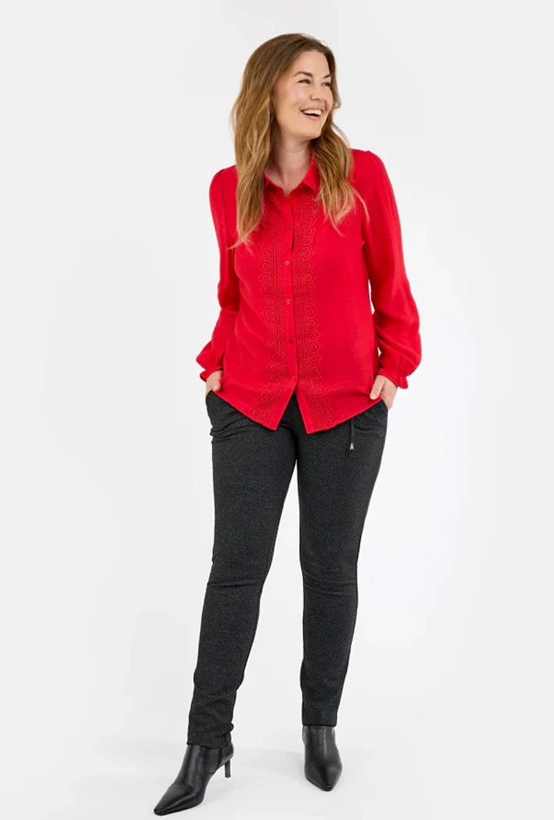 Pantalon en tricot avec lacet décoratif - Brandtex