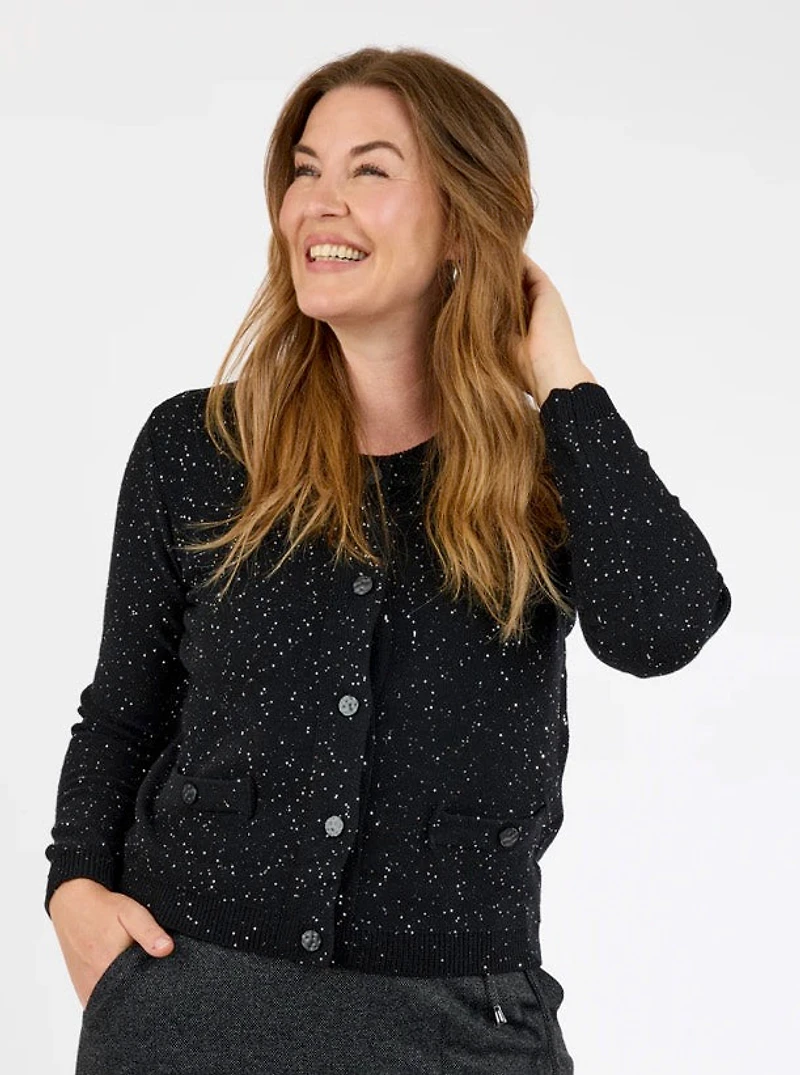 Button-up cardigan with sparkling detail - Brandtex