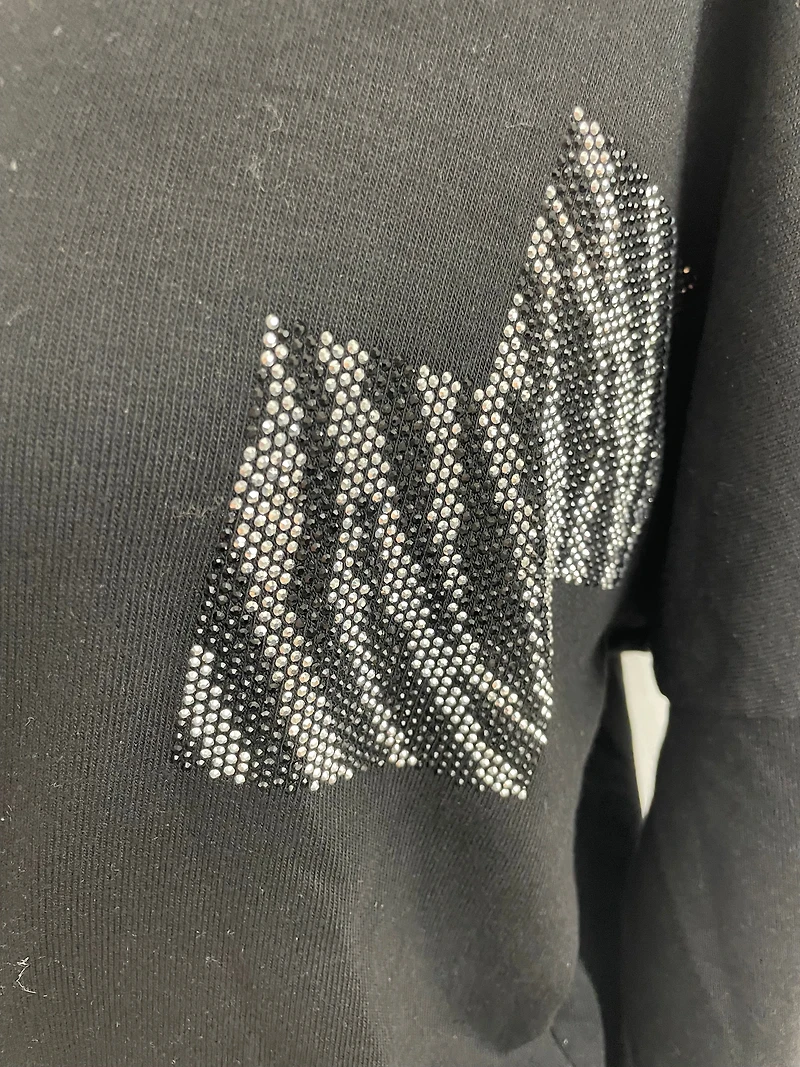 Lustrous mid-zebra Top adorned with rhinestones