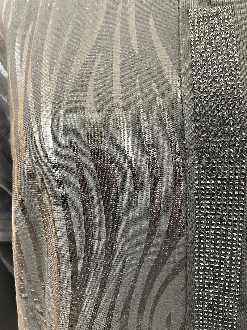 Lustrous mid-zebra Top adorned with rhinestones