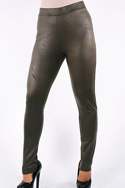 Pantalon legging en cuir ''vegan'' texturé extensible - Michael Tyler