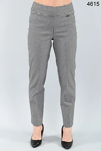 Long gingham pants for slimming