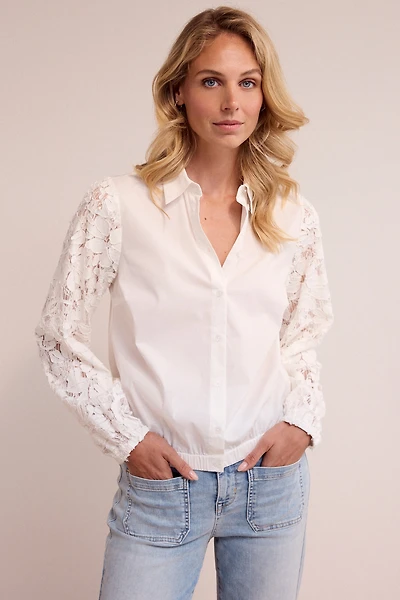 Jacket/blouse with lace sleeves - Tramontana