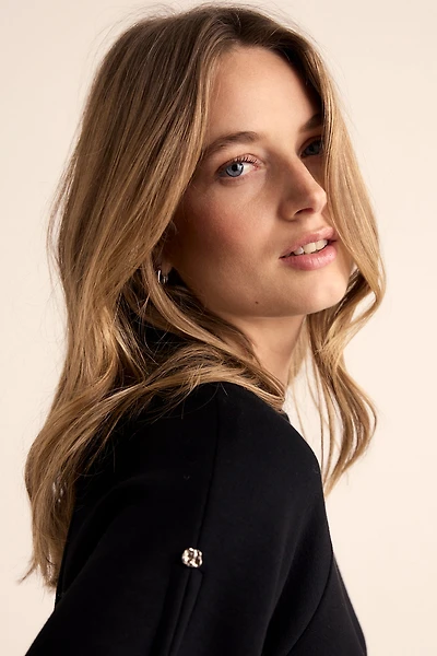 Chandail uni aux manches raglan avec faux-boutons - Tramontana